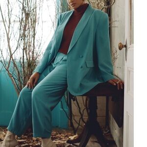 Eloquii Turquoise Blue High Rise Taper Trouser Work Pants 20